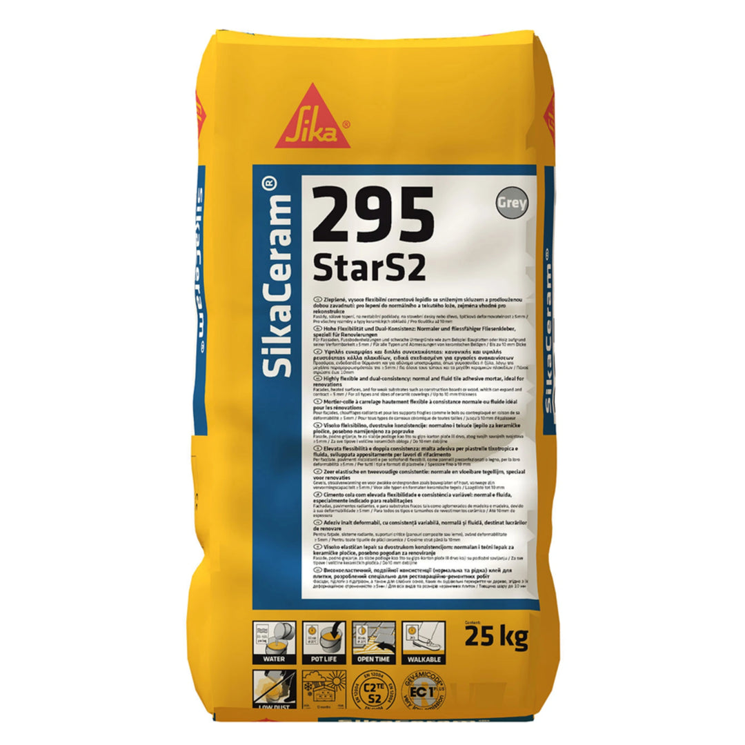 sik sikaceram-295 stars2 feszültségmentesítő csemperagasztó c2te s2 lapkorlát nélküli nagylapokhoz szürke 25 kg-os zsák
